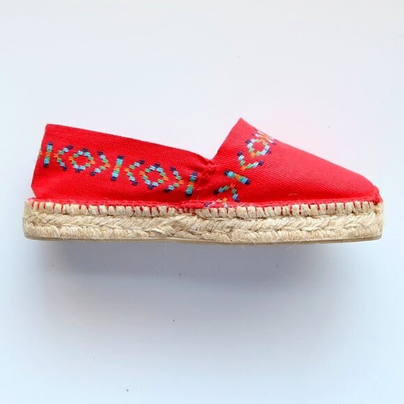 Cousu Main Handmade Red Organic Cotton Canvas Espadrilles Flats Summer Shoes - Picture 8 of 16